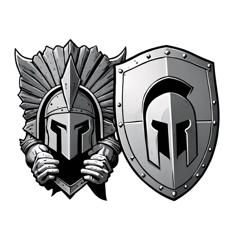 spartan holding a shield tattoo design idea