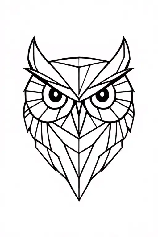 geometric owl head tattoo design idea