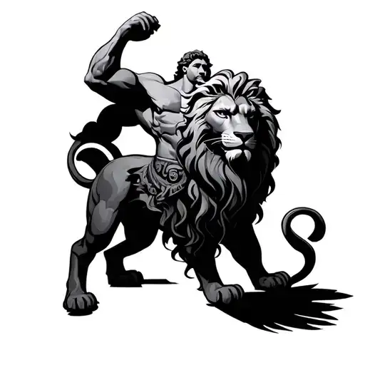 Greek god Hercules wearing lion tattoo design idea