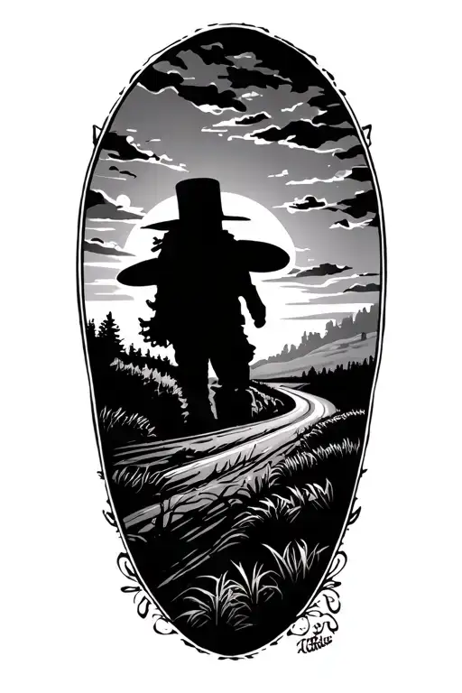 country road tattoo design idea