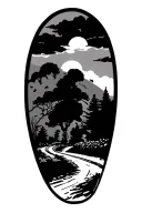 country road tattoo design idea