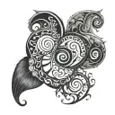 malenia from elden ring mixed with uzumaki spirals tattoo design idea