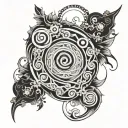 malenia from elden ring mixed with uzumaki spirals tattoo design idea