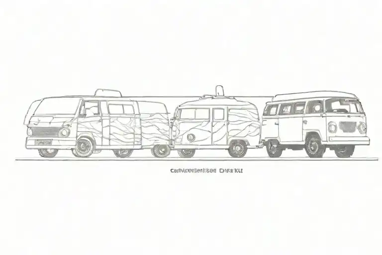 only one campervan, more heartbeats  tattoo design idea