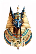 anubis egyptian god with hieroglyphics intertwined tattoo design idea