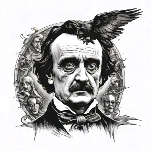 horror Edgar Allen Poe distorted portrait tattoo design idea