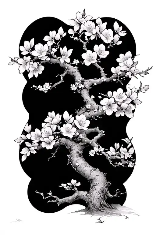 a Chinese cherry blossom tree tattoo design idea