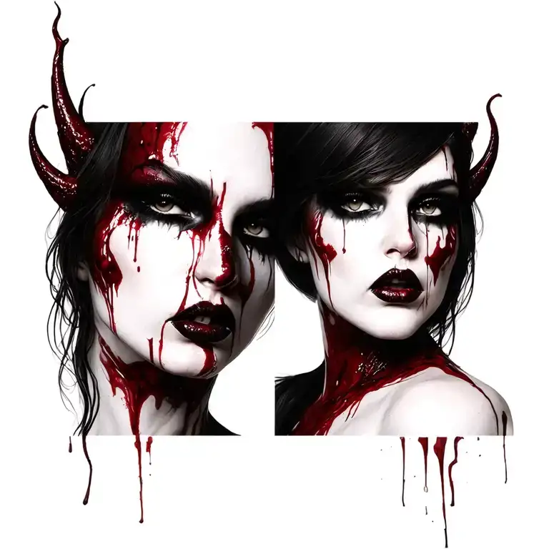 sexy bloody vampire women tattoo design idea