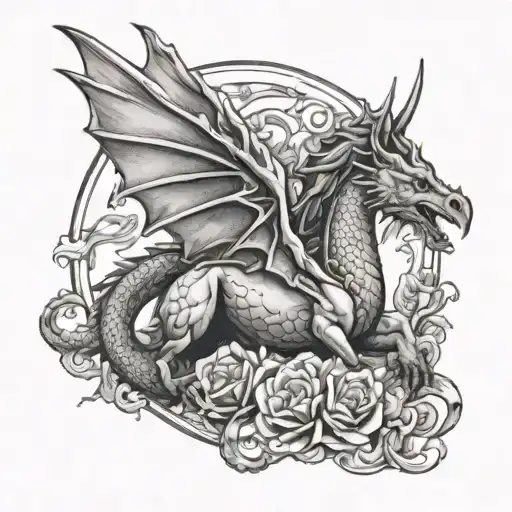 dragon and Pegasus womb tattoo featuring tattoo design idea