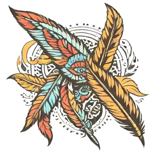 native american feathers and germany  tattoo design idea