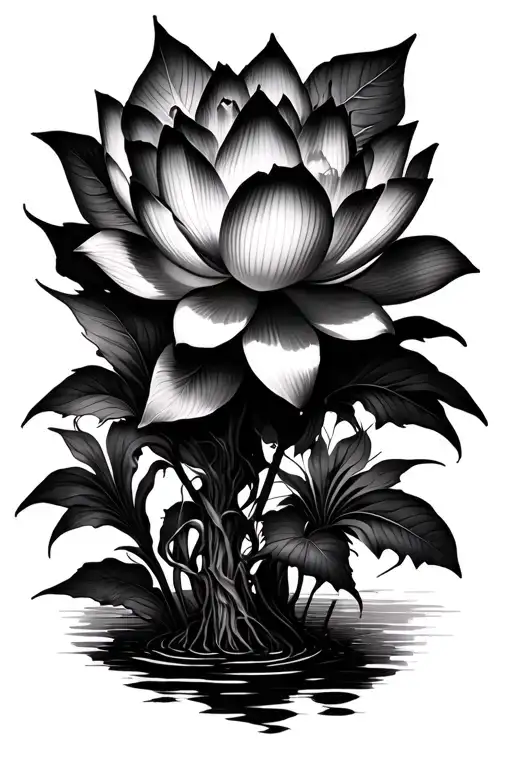 Lotus flower and poison tree made tattoo design idea