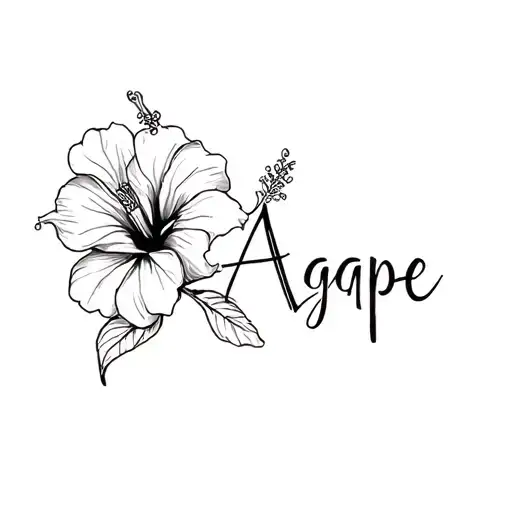 "Agape" a hibiscus flower tattoo design idea