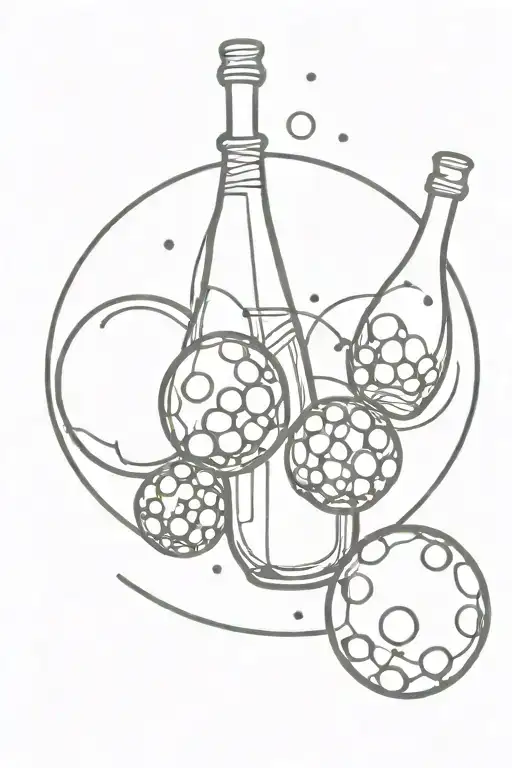 three disco balls and a champagne bottle tattoo design idea