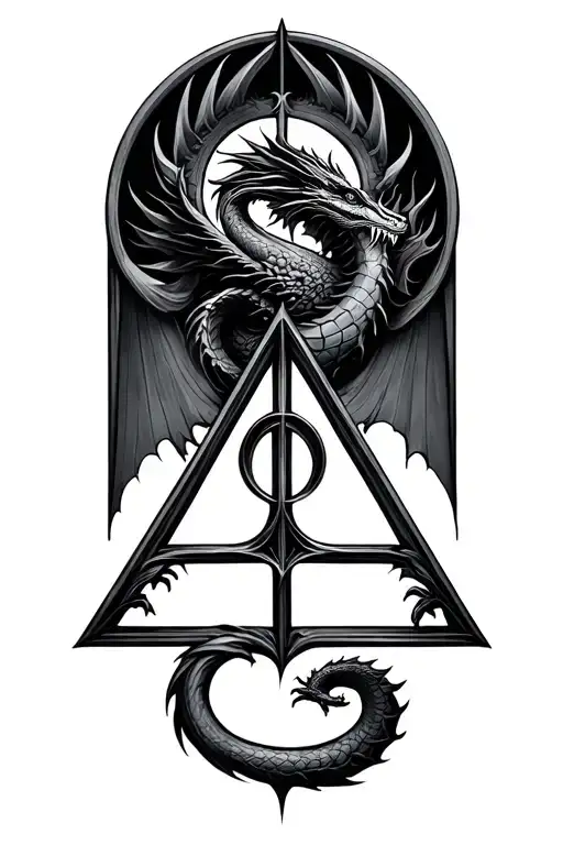 deathly hallows symbol basilisk triangle tattoo design idea