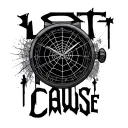 "lost cause" prison bars, spider web, watch tattoo design idea