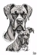 perro boxer dogs face tattoo design idea