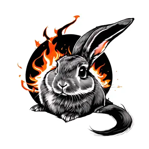 fire rabbit 1987 sodiac tattoo design idea