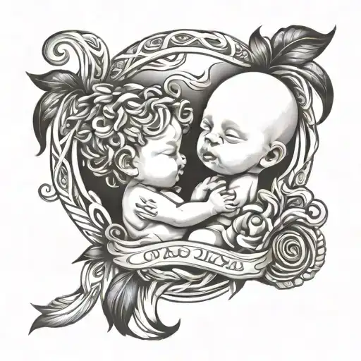 child birth dates intertwined tattoo design idea