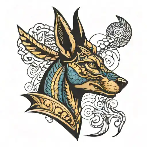 Anubis with scales tattoo design idea