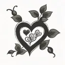 A tattoo design featuring five small hearts, each inscribed with the initials of your children, symbolizing the love and connection between a mother and her kids tattoo design idea