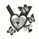 A tattoo design featuring five small hearts, each inscribed with the initials of your children, symbolizing the love and connection between a mother and her kids tattoo design idea