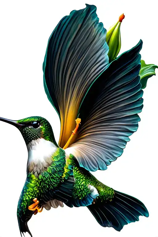 calla Lilly hummingbird hovering tattoo design idea