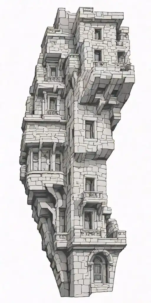 stone building architecture patterns tattoo design idea