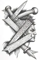 anger issues, anxiety, depression, knife piercing tattoo design idea