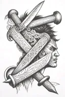 anger issues, anxiety, depression, knife piercing tattoo design idea