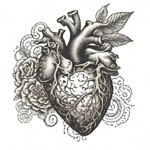 realistic heart with celestial bodies tattoo design idea