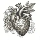 realistic heart with celestial bodies tattoo design idea