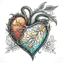 realistic heart with celestial bodies tattoo design idea