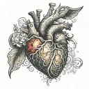 realistic heart with celestial bodies tattoo design idea