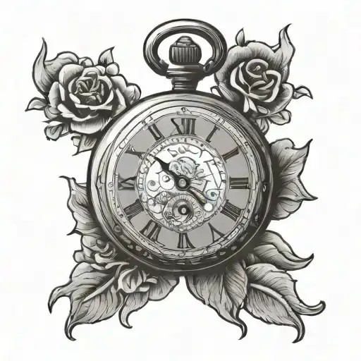 Heart Pocket Watch representing Mom death date tattoo design idea