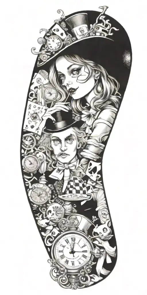 alice in wonderland tattoo design idea