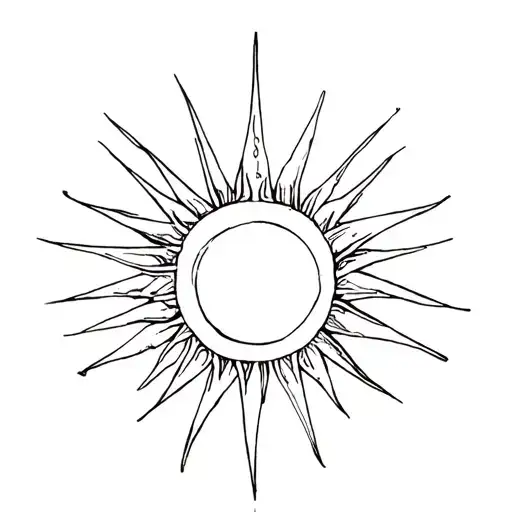 sun with uneven rays tattoo design idea