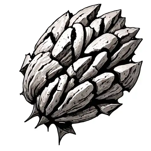 walnut shell broken into pieces forming tattoo design idea