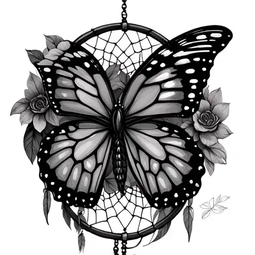 Butterfly Dream Catcher tattoo design idea