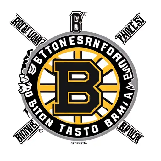 boston bruins logo with 7 grand childrens names surrounding it tattoo design idea