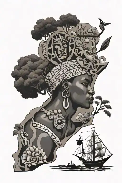 Wardrobe, Africa, Guadeloupe, Garges les Gonesses, Kemet, Courage, Sacrifices, Strength, Self-denial, Family tattoo design idea