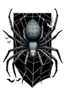 spider with bats in web tattoo design idea
