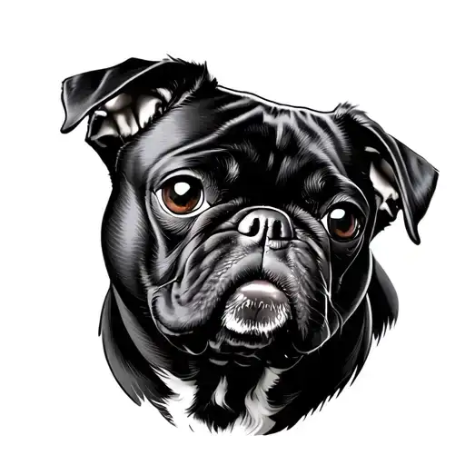 Black Pug tattoo design idea