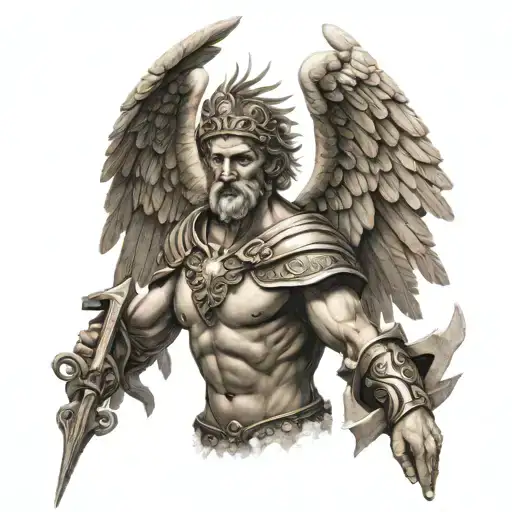 Greek warrior angel tattoo design idea