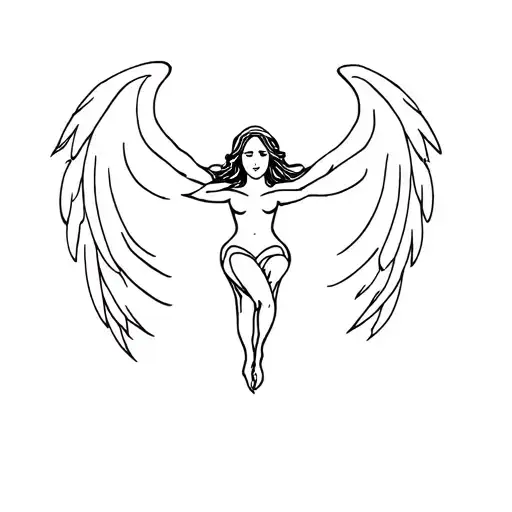 angel and uterus surrounded tattoo design idea