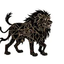 fierce lion with illyrian warrior  tattoo design idea