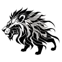 fierce lion with illyrian warrior  tattoo design idea