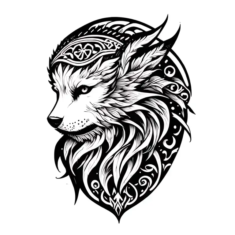nordic skoll tattoo design idea