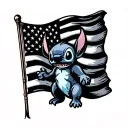 Stitch waving a progressive flag tattoo design idea