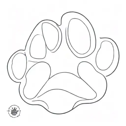 A minimalist outline of a dog's paw print, in honor of your beloved pet tattoo design idea