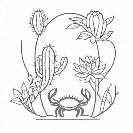 cactus, beach, crab tatoo design tattoo design idea